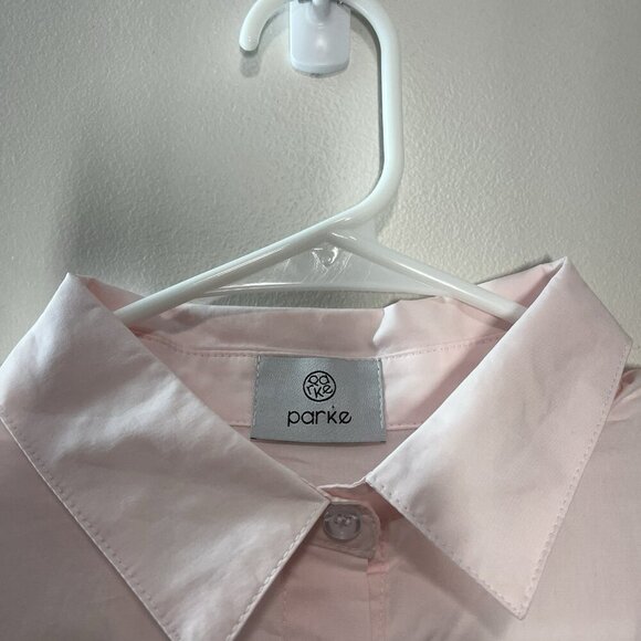 Parke Pink Cotton Long Sleeve Button Front Polo Romper Size Medium - Picture 2 of 8